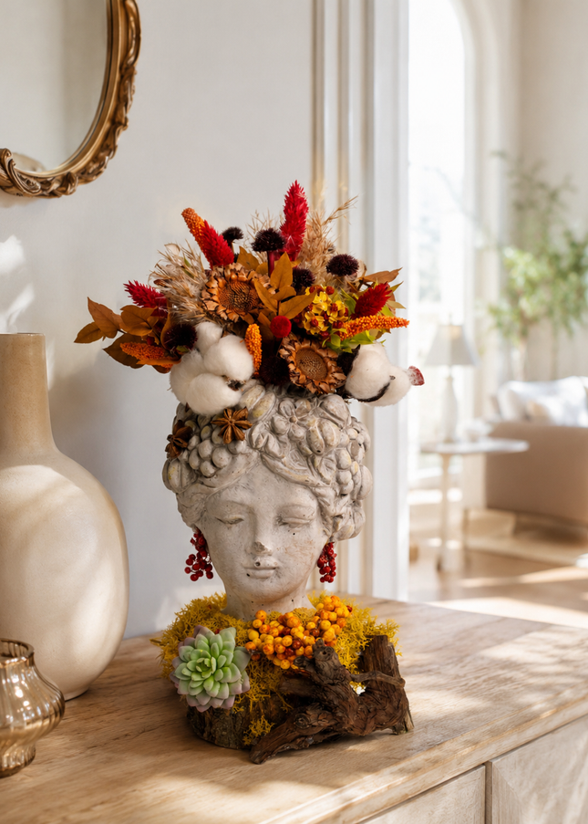 Aranjament floral „Autumn Lady” – design artistic în tonuri de toamnă