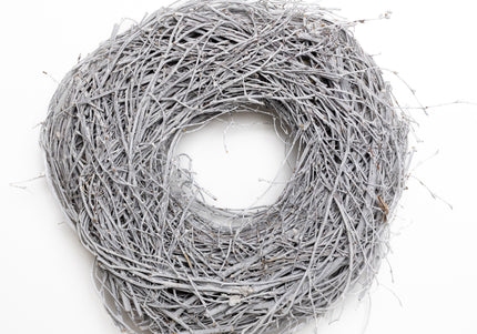 Coroniță din Răchită Vopsită Gri Silver – Bază Aranjament Floral Rustic-Modern