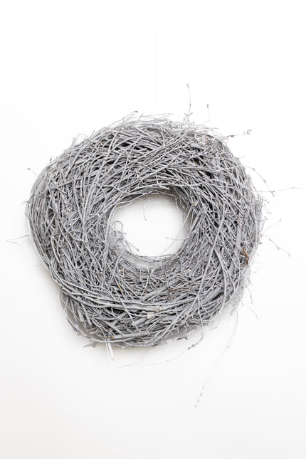Coroniță din Răchită Vopsită Gri Silver – Bază Aranjament Floral Rustic-Modern