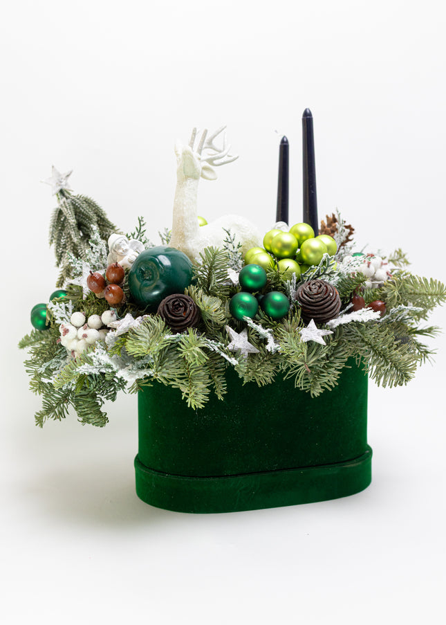 Aranjament Festiv „Emerald Forest & White Deer”