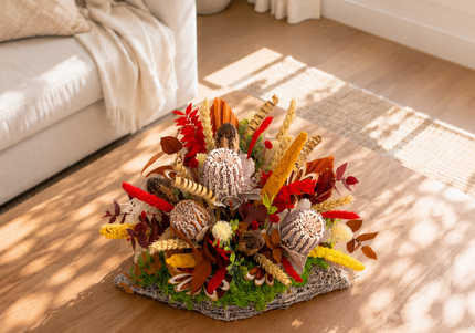 Aranjament floral „Rustic Glow” – compoziție în tonuri calde de toamnă