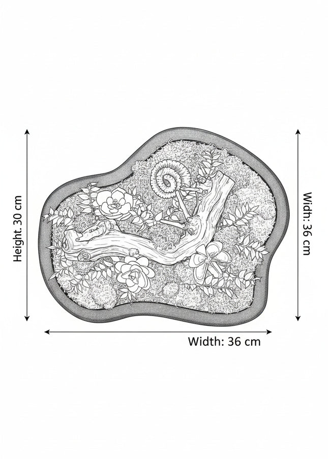 Tablou Biophilic „Amazonian Flow” – Panou Decorativ Handmade cu Formă Organică, Mușchi Stabilizat și Relief Sculptural