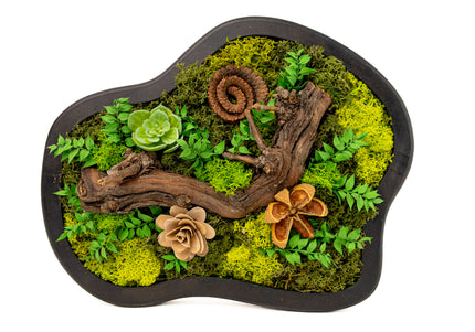 Tablou Biophilic „Amazonian Flow” – Panou Decorativ Handmade cu Formă Organică, Mușchi Stabilizat și Relief Sculptural