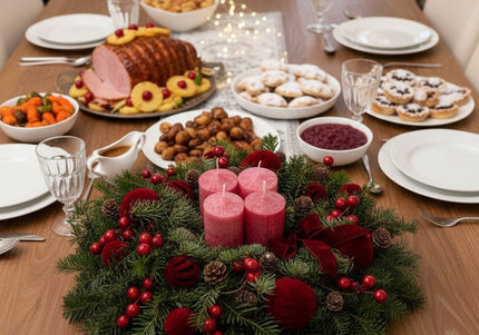 Aranjament Crăciun Advent "Velvet Crimson" din brad Nobilis