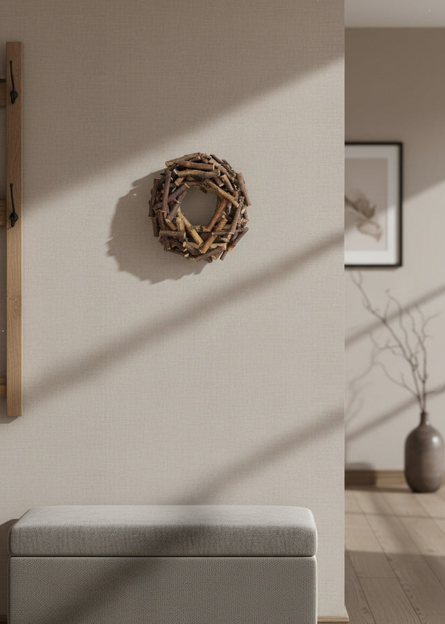 Coroniță Rustică din Lemn Natural – Bază Decorativă Manuală pentru Aranjamente de Casă