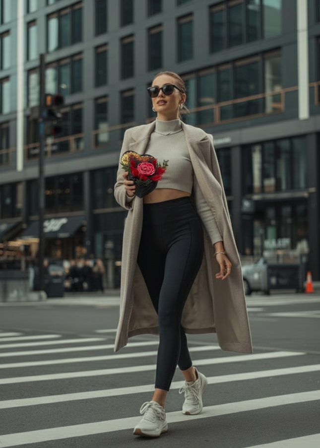 Aranjament Inimă Paiete & Catifea, Trandafir Criogenat Roșu cu Argintiu