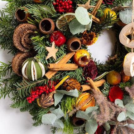 Coroniță Crăciun "Artisan Botanical" cu Flori din Lemn
