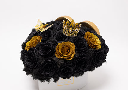 Aranjament de Lux "Midnight Royalty Heart" cu Coronetă