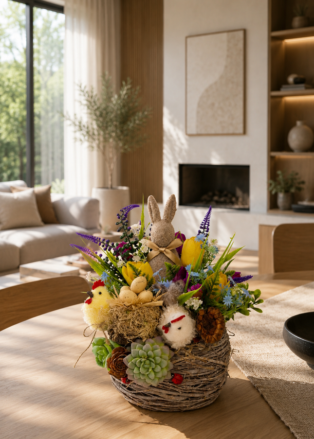 Aranjament floral de Paște „Spring Nest” – farmec de sărbătoare
