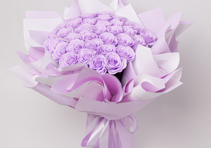 Buchet Gigant "Lavender Dream" cu 59 Trandafiri Mov Pastel
