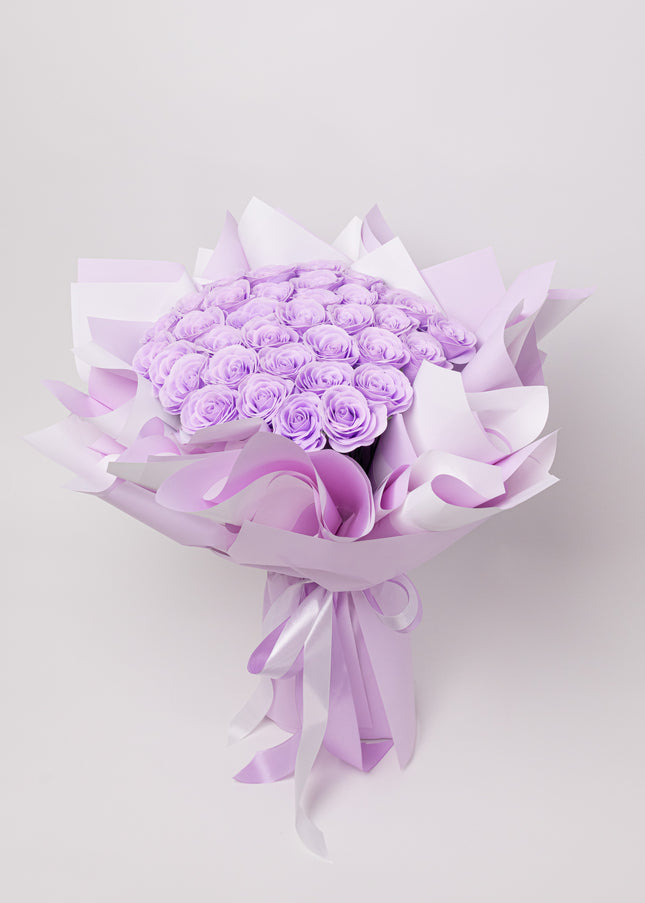 Buchet Gigant "Lavender Dream" cu 59 Trandafiri Mov Pastel