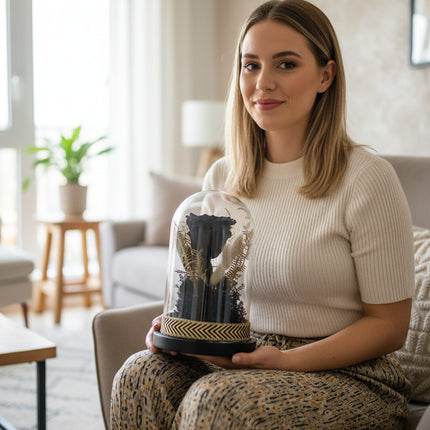 Cupolă Lux Trandafir Criogenat Negru & Decor Auriu