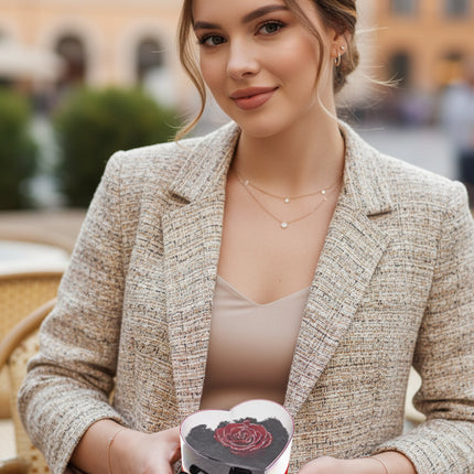 Aranjament de Lux "Ruby Heart Sparkle" cu Trandafir Criogenat