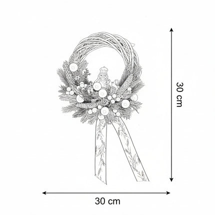 Coroniță Crăciun "Silver Angel" pe Lemn Natural Alb