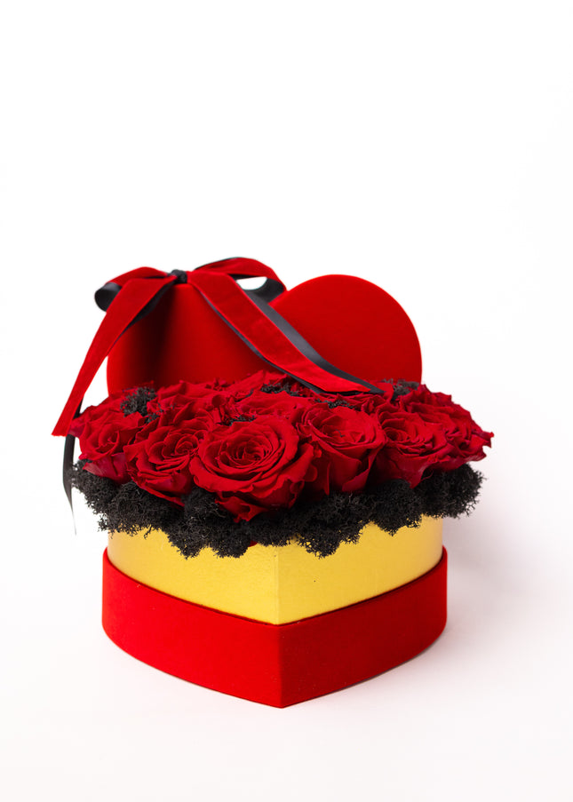 Aranjament Inimă Lux 21 Trandafiri Criogenați Roșii