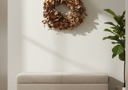 Coroniță Decorativă din Frunze de Stejar Uscate – Aranjament Natural Rustic, Tonuri Cafenii