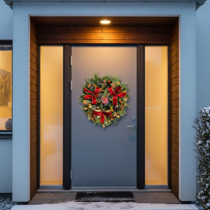 Coroniță Crăciun "Artisan Red Cabin" Mix Brad Natural