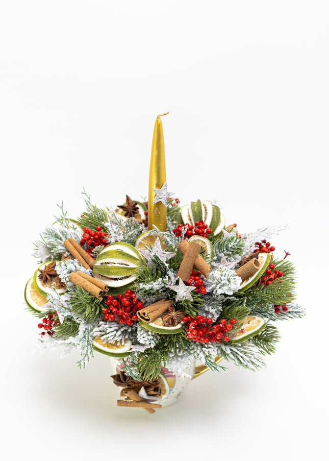 Aranjament de Crăciun în Cană Ceramică „Golden Star”